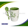 haonai new item ceramic mug with spoon